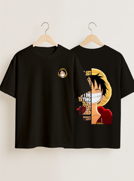 Straw Hat Dreamer Black Oversized T-shirt