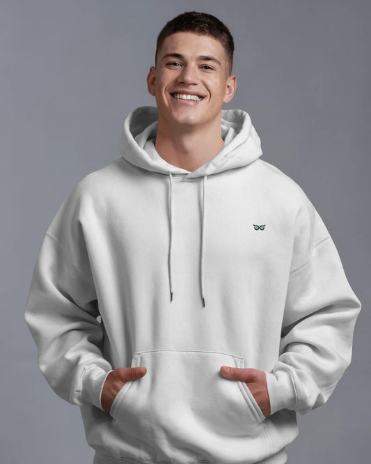 White Solid Hoodie