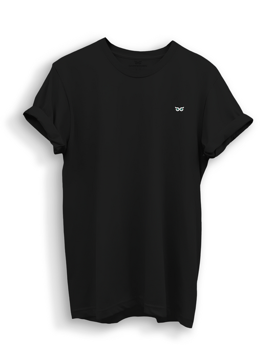 Black Solid Round Neck T-Shirt