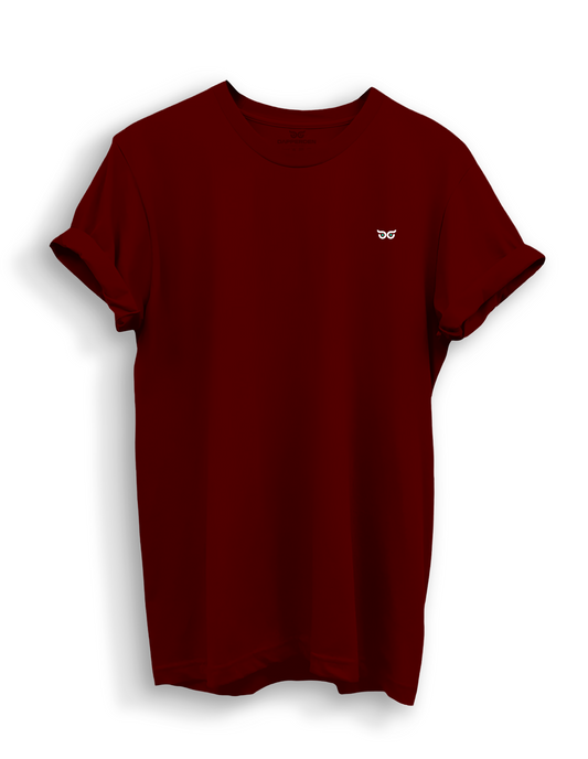 Maroon Solid Round Neck T-Shirt