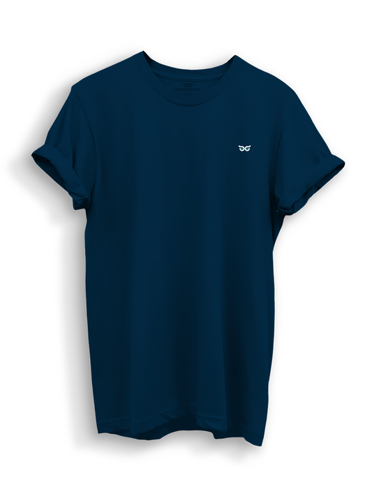 Navy Blue Solid Round Neck T-Shirt