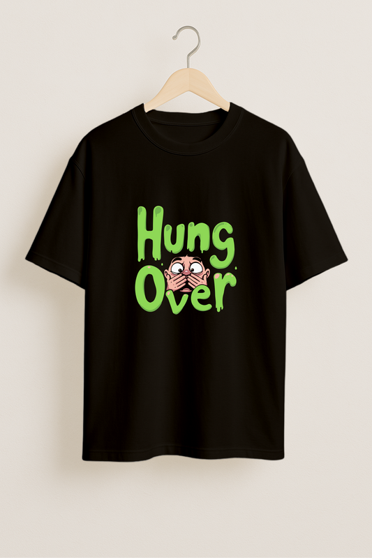 Hung Over Black Oversized T-Shirt