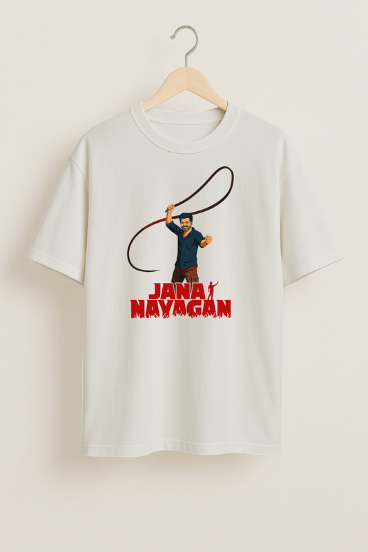 Jana Nayagan: Rebel Built In Red Oversized T-Shirt