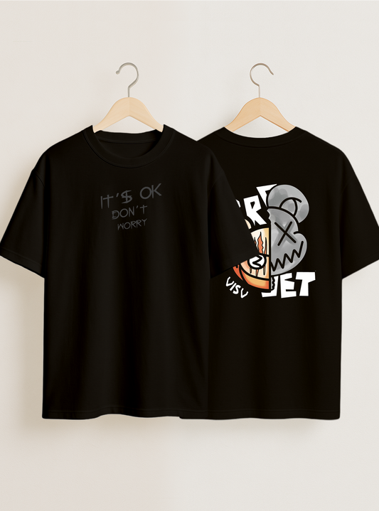 It's Ok Don't Worry Black Oversized T-shirt