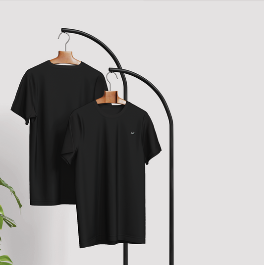 Black Solid Round Neck T-Shirt
