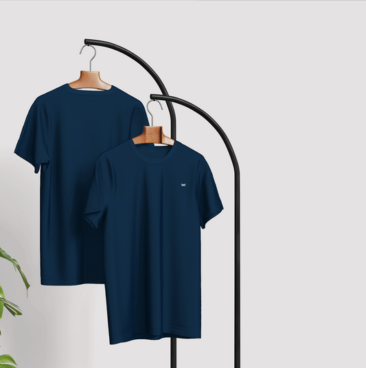 Navy Blue Solid Round Neck T-Shirt