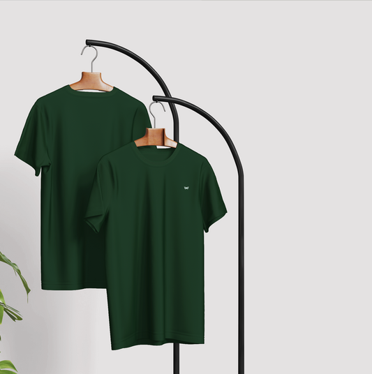 Olive Green Solid Round Neck T-Shirt