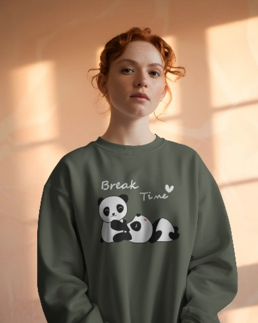 Two Pandas with 'Break Time' Tees