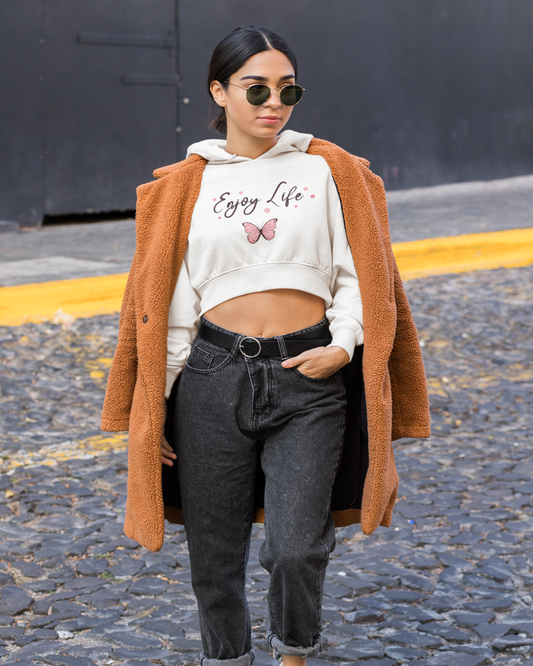Enjoy Life Design Crop Hoodie