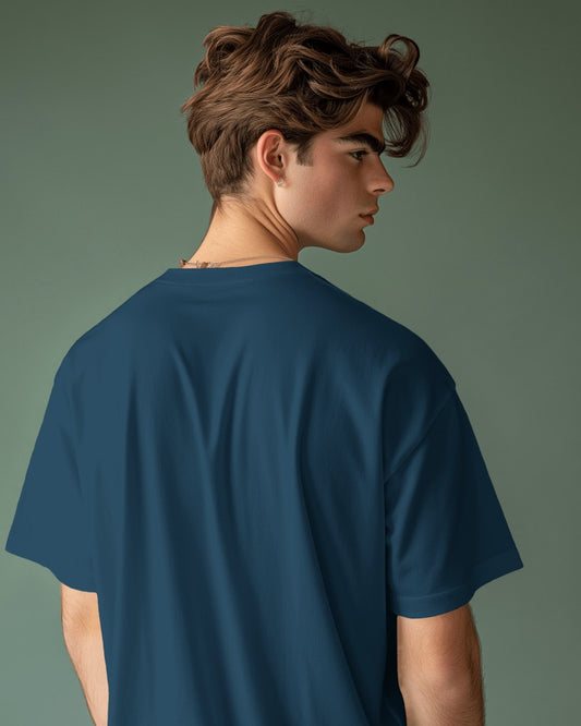 Navy Blue Solid Oversized T-Shirt