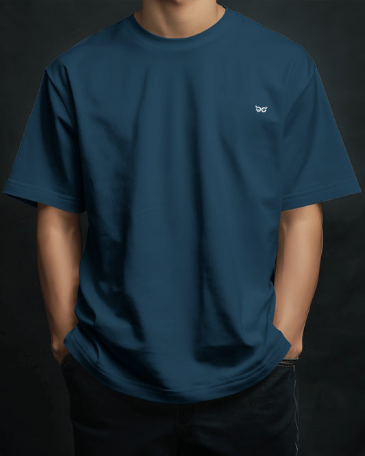 Navy Blue Solid Oversized T-Shirt